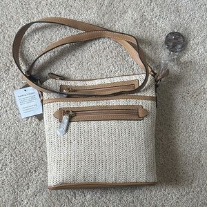 Giani Bernini Tan and Cream Crossbody Bag